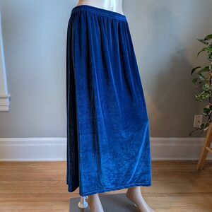 Vintage 90s Ginnis Girl Blue Crushed Velvet Maxi Skirt Whimsigoth Size XL